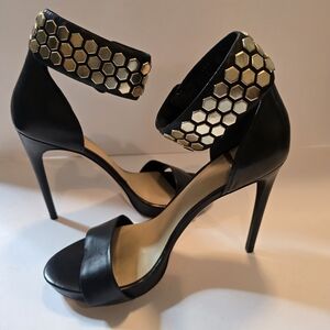 Marciano Black and Gold Hexagon Heels